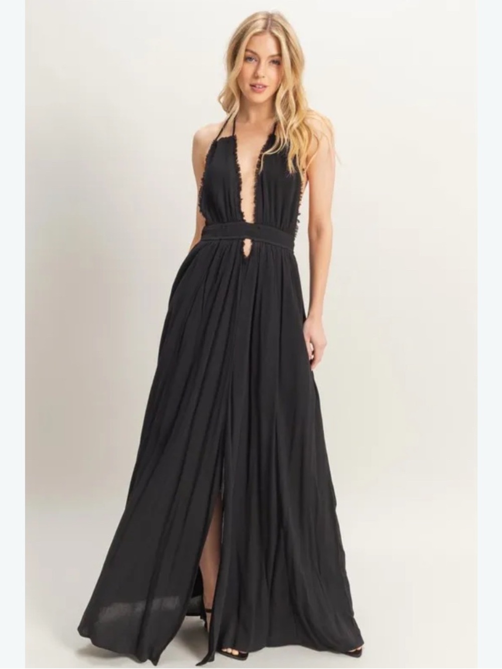 Free People Look Into The Sun Maxi Halter Dress Women's XS Elastic Waist Whimsy